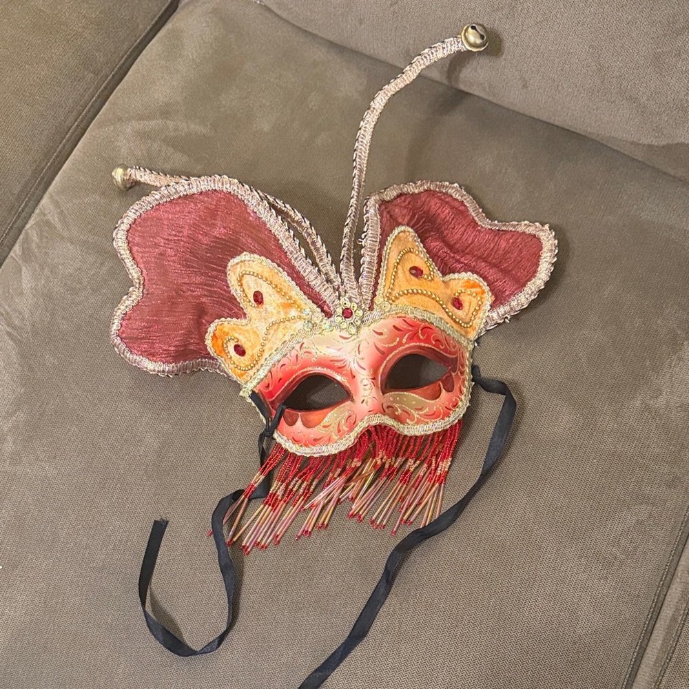 Elegant Red and Gold Masquerade Mask
